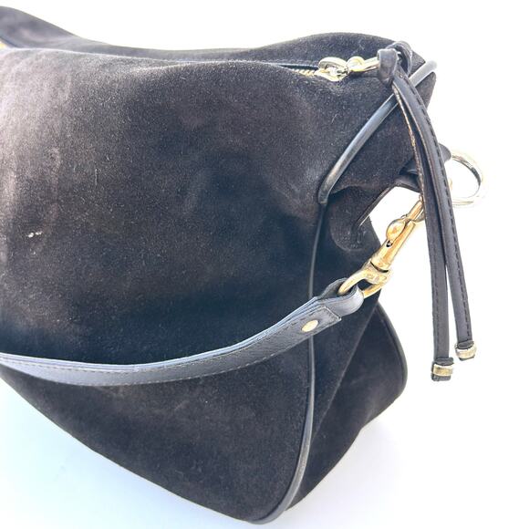 Kendall Conrad Black Suede Shoulder Bag Tote Luxury USA Minimalist Purse - Picture 4 of 13